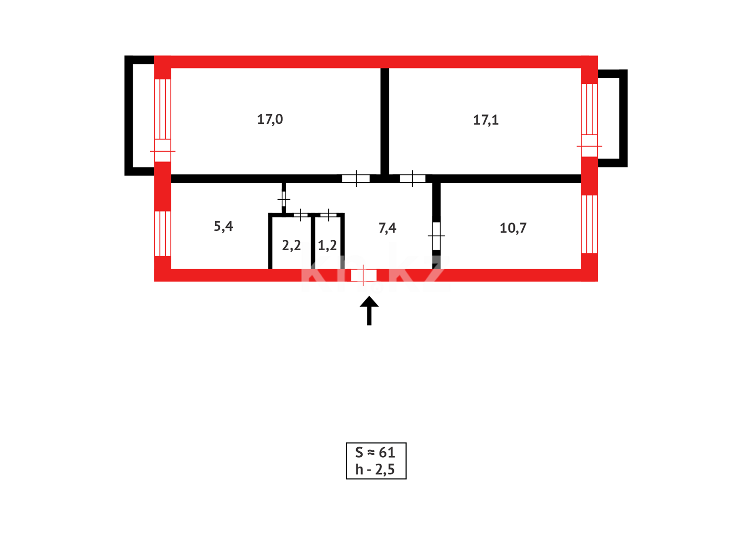 Продажа 3-комнатной квартиры, 61 м² - Продажа домов, коттеджей в Абае фото 5 из 5
