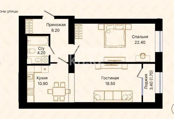 Продажа 2-комнатной квартиры, 65.9 м² в Астане
