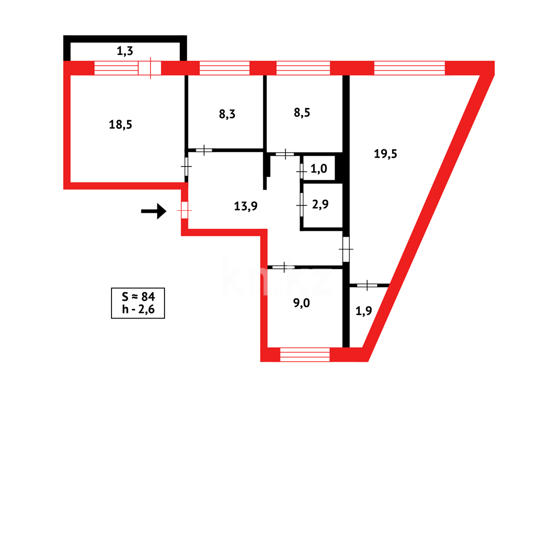 Продажа 4-комнатной квартиры, 82 м², мкр-н Степной-3 - Продажа  четырехкомнатных квартир в Караганде фото 16 из 16