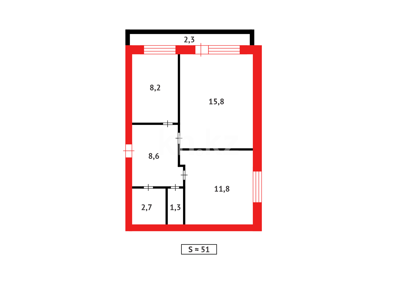 Продажа 2-комнатной квартиры, 50 м², ул. Экибастузская - Продажа  двухкомнатных квартир в Караганде с фото фото 13 из 13