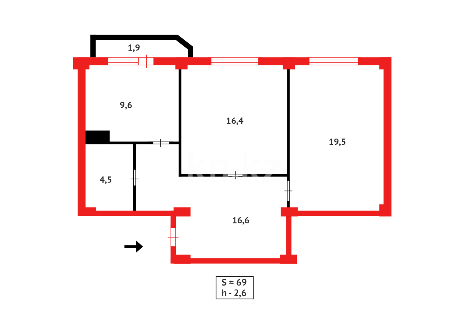 Продажа 2-комнатной квартиры, 68 м² - Продажа  двухкомнатных квартир в Караганде фото 15 из 15