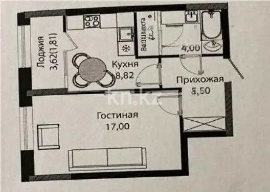 Продажа 1-комнатной квартиры, 37.13 м², ул. Бухар жырау, дом  12/2 - Продажа квартир в Астане без посредников фото 1 из 1