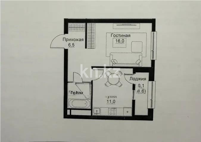 Продажа 1-комнатной квартиры, 38.6 м², ул. Ауэзова, дом  3г/2 - Продажа квартир в Казахстане фото 1 из 1