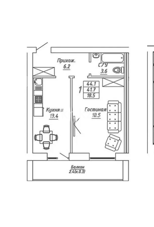 Продажа 1-комнатной квартиры, 43 м² в Астане