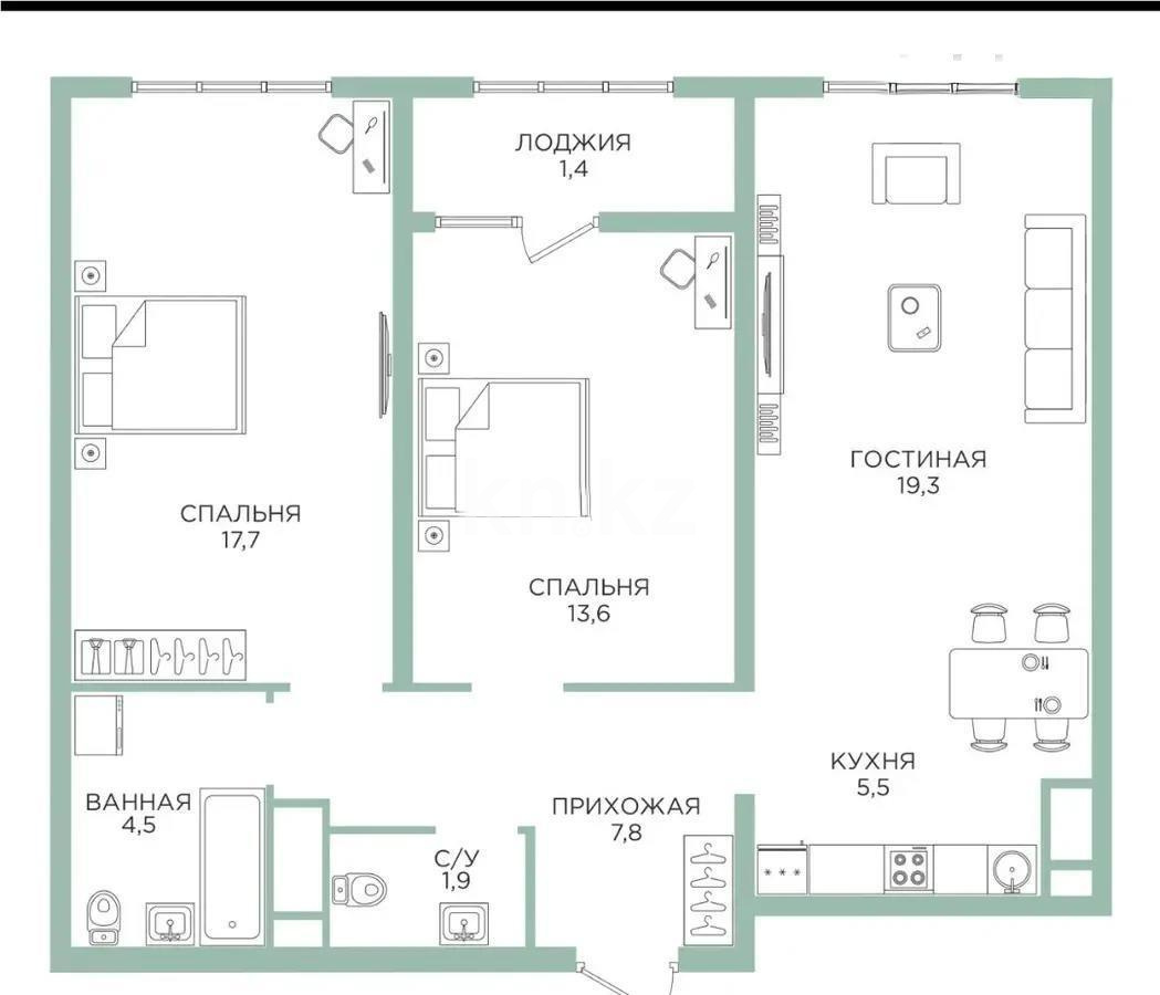 Продажа 3-комнатной квартиры, 74 м², пр. Райымбека, дом  210/5 в Алматы - фото 6