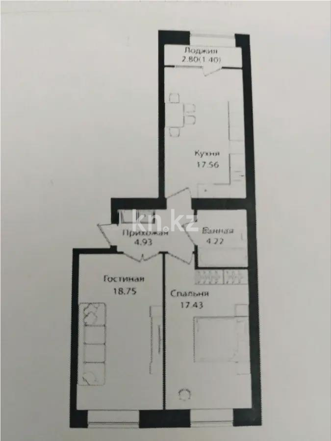 Продажа 2-комнатной квартиры, 64.29 м², ул. Айтматова, дом  79/1 в Астане