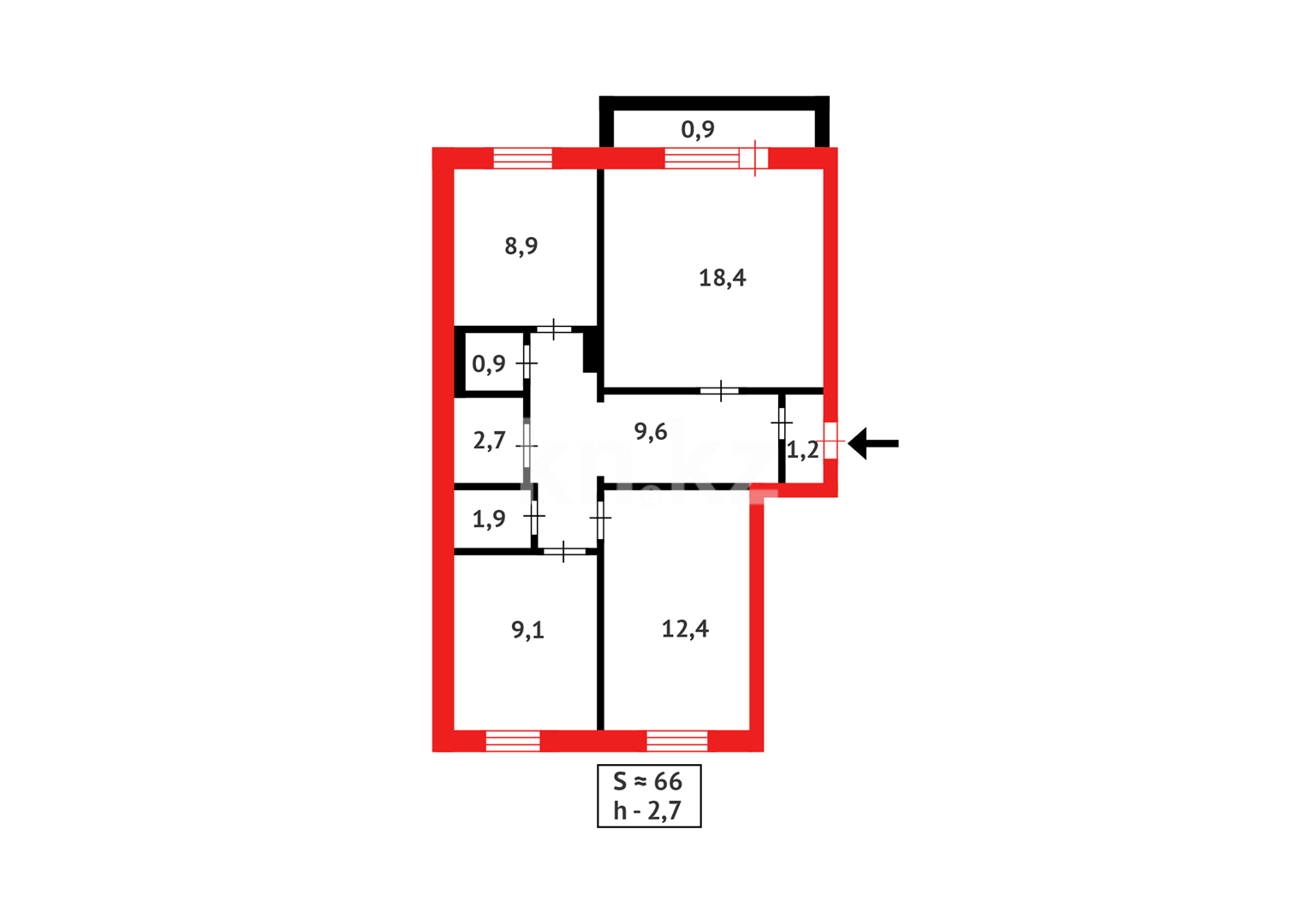Продажа 3-комнатной квартиры, 66 м², ул. Карла Маркса фото 13 из 13 | kn.kz Продажа 3-комнатной квартиры, 66 м², ул. Карла Маркса - Продажа квартир в Караганде фото 13 из 13