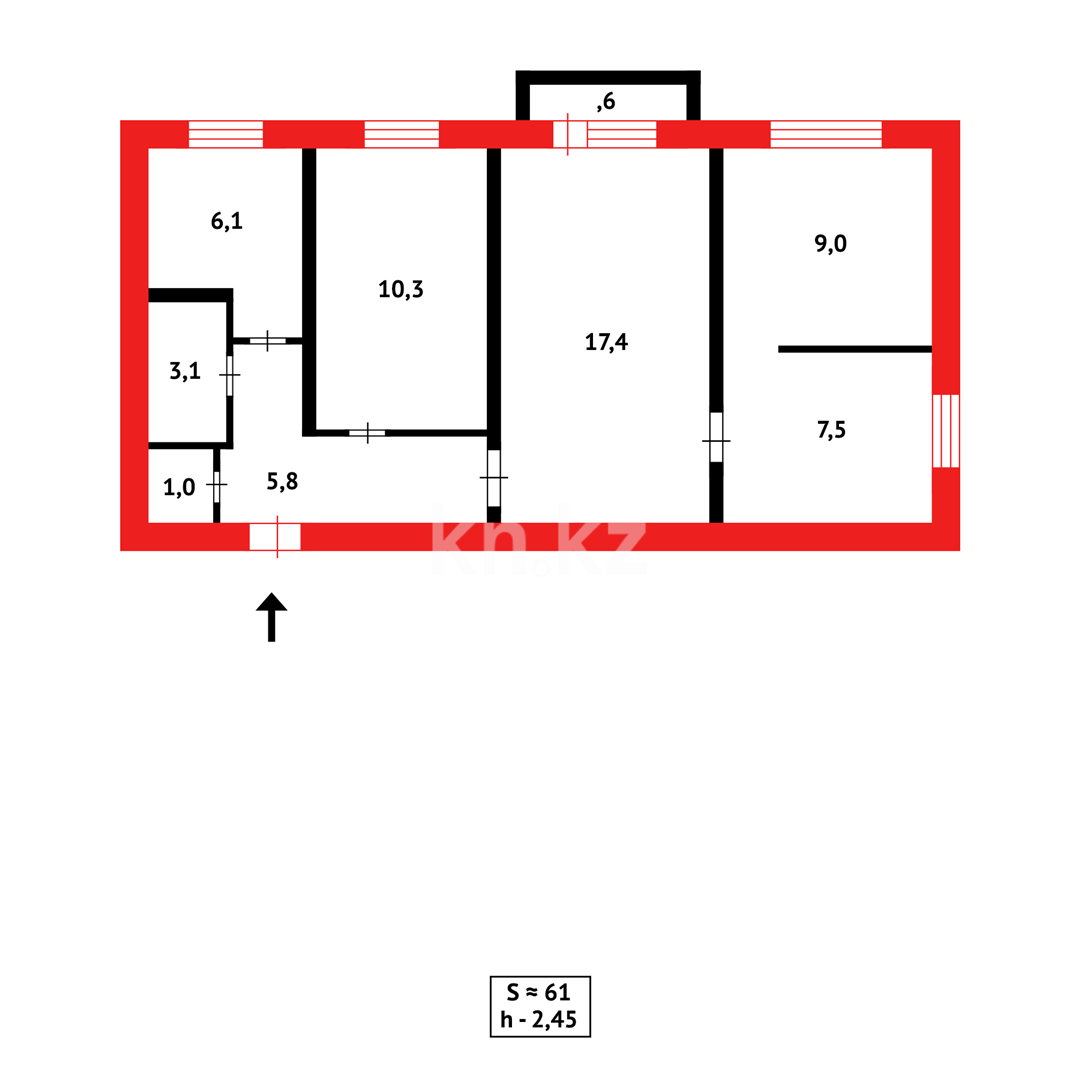 Продажа 4-комнатной квартиры, 60 м², мкр-н 3 - Продажа квартир в Абае фото 9 из 9