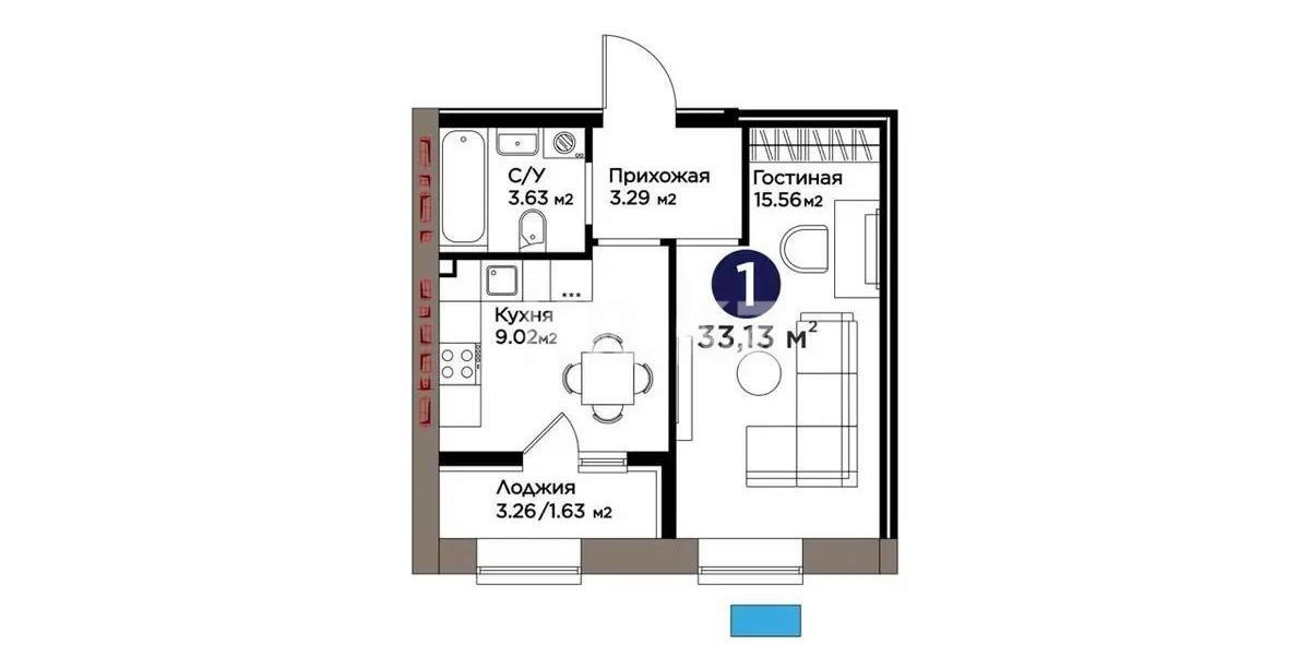 Продажа 1-комнатной квартиры, 33.13 м² - Продажа квартир в Казахстане - страница 47 фото 1 из 1
