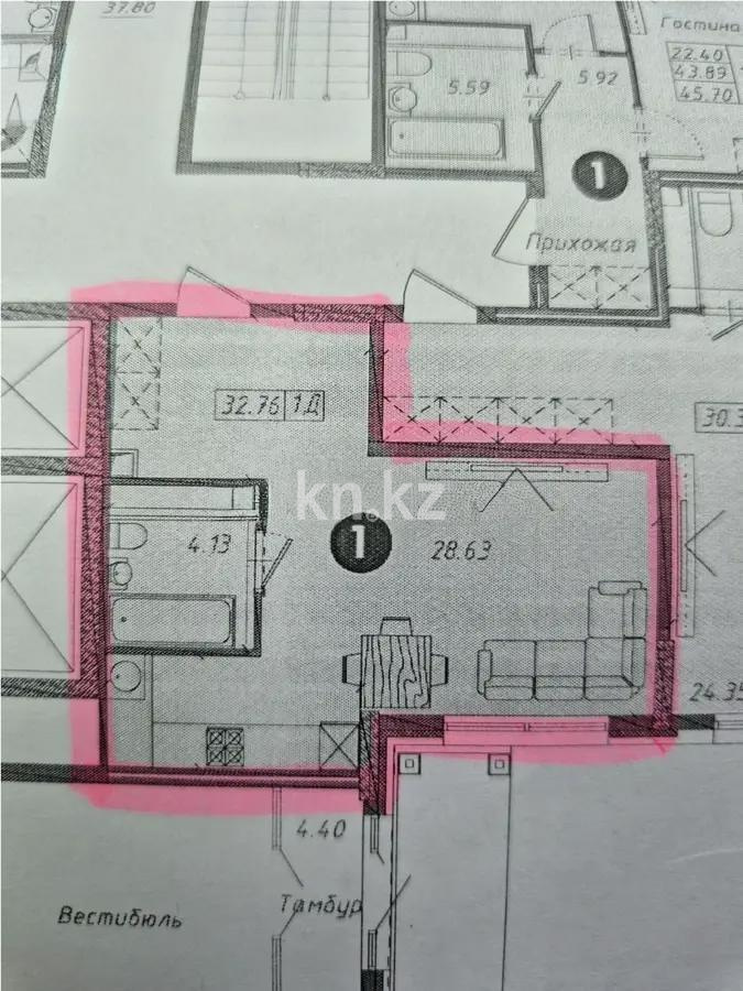 Продажа 1-комнатной квартиры, 32.76 м², ул. Байтурсынова, дом  16 стр - Продажа  однокомнатных квартир в Астане без посредников фото 1 из 1