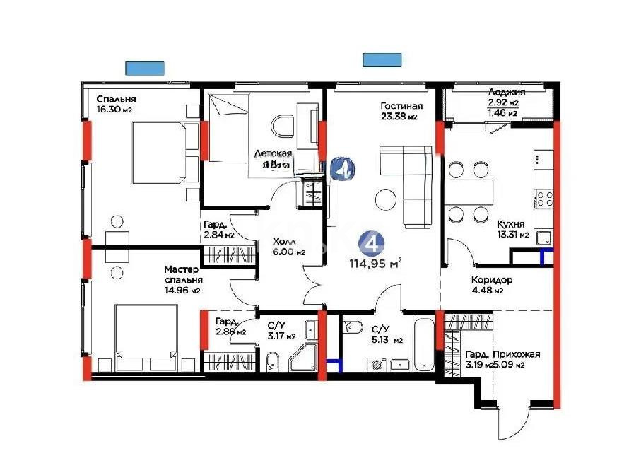 Продажа 4-комнатной квартиры, 114.95 м² - Продажа недвижимости в Астане - страница 31 фото 1 из 1