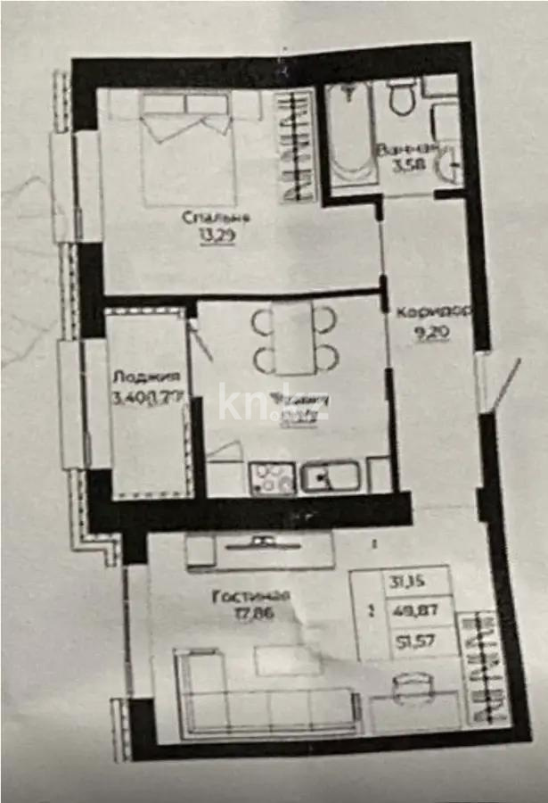 Продажа 2-комнатной квартиры, 51.4 м² в Астане - фото 4