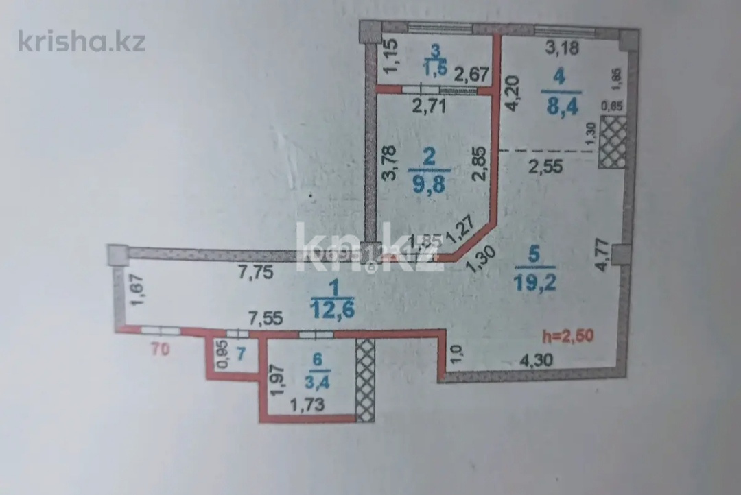 Продажа 2-комнатной квартиры, 56.2 м² - Продажа недвижимости в Шымкенте фото 4 из 4