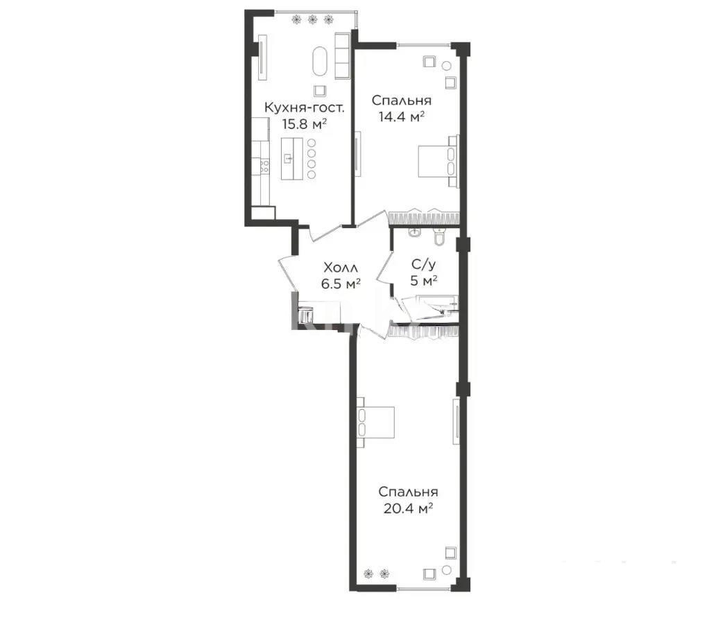 Продажа 2-комнатной квартиры, 61.55 м², ул. Береке, дом  9 стр - Продажа квартир в новостройках Алматы фото 1 из 1