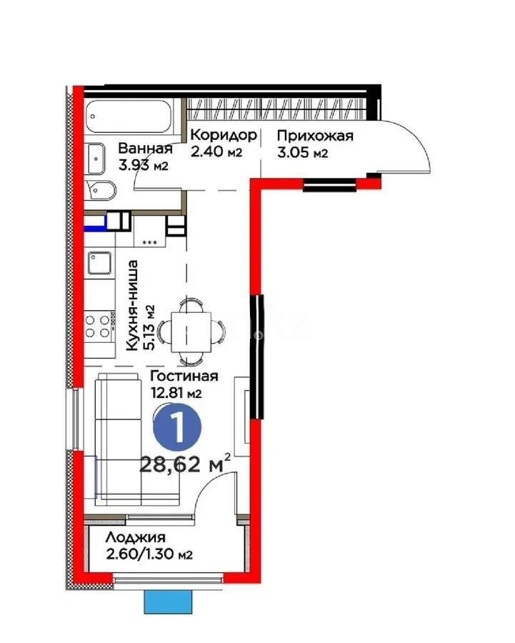 Продажа 1-комнатной квартиры, 28.7 м² - Продажа квартир в Алматы - страница 5 фото 2 из 2