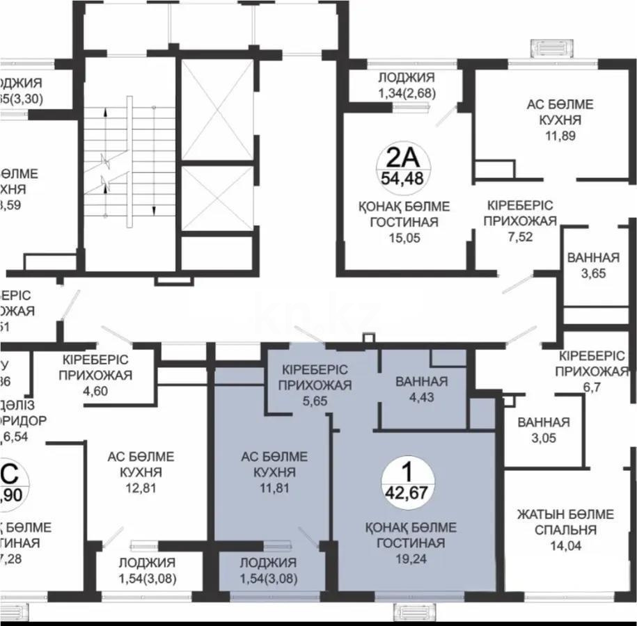Продажа 1-комнатной квартиры, 42.67 м², пр. Туран, дом  39 стр - Продажа квартир в Астане фото 1 из 1