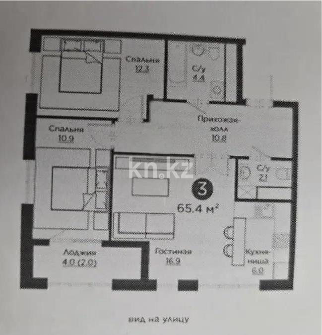 Продажа 3-комнатной квартиры, 63.4 м² - Продажа квартир в новостройках Астаны с фото - страница 26 фото 1 из 1