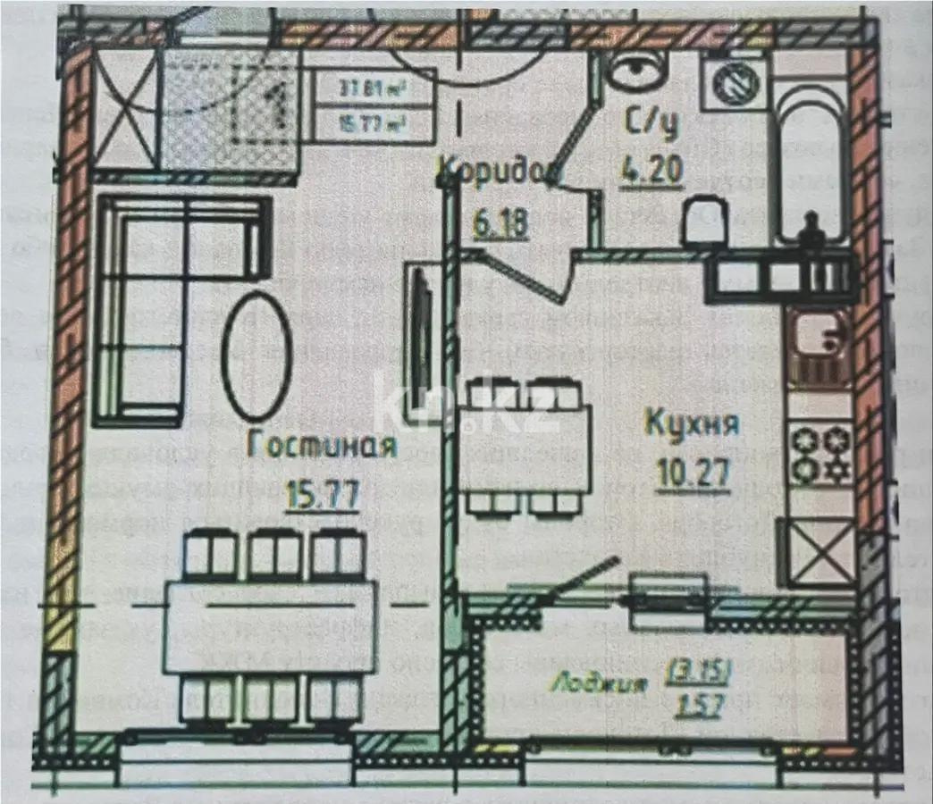 Продажа 1-комнатной квартиры, 36.92 м², пр. Улы Дала, дом  28 - Продажа квартир в Астане без посредников с фото фото 1 из 1
