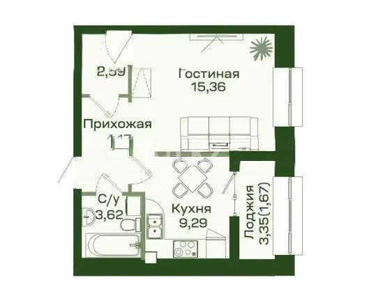 Продажа 1-комнатной квартиры, 36.7 м² - Продажа квартир в новостройках Астаны - страница 37 фото 1 из 1