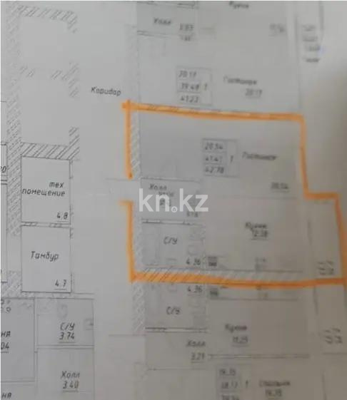 Продажа 1-комнатной квартиры, 42.78 м², ул. Тынышбайулы, дом  6 стр - Продажа  однокомнатных квартир в новостройках Астаны с фото фото 1 из 1