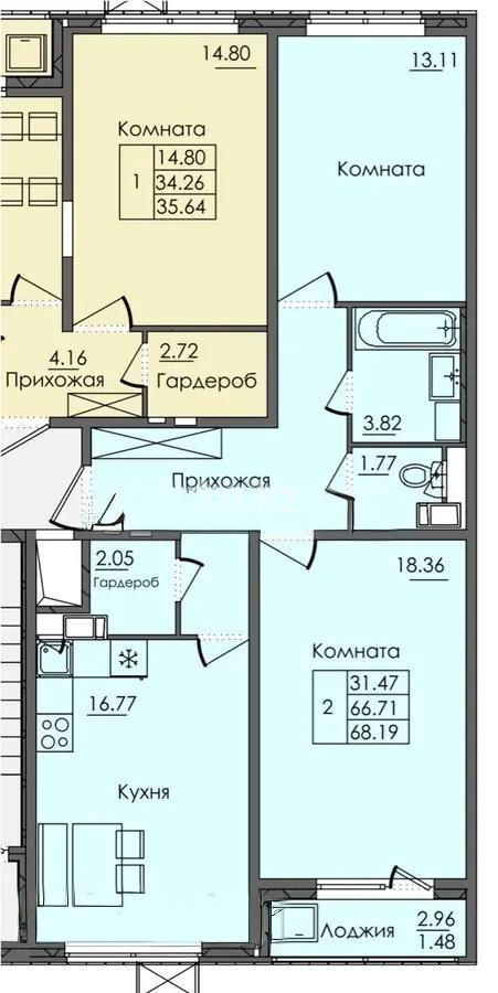 Продажа 2-комнатной квартиры, 68.19 м², ул. Е-117, дом  45 стр - Продажа квартир в Астане фото 1 из 1