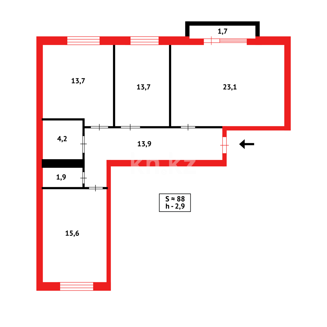 Продажа 3-комнатной квартиры, 86 м², мкр-н Степной-2, дом  14/5 в Караганде - фото 20