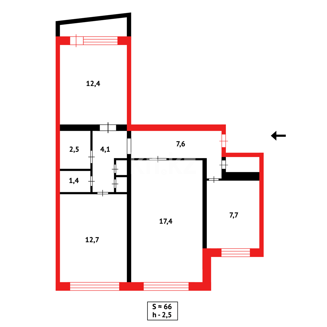 Продажа 3-комнатной квартиры, 67 м² - Продажа квартир в панельном доме в Темиртау - страница 19 фото 9 из 9