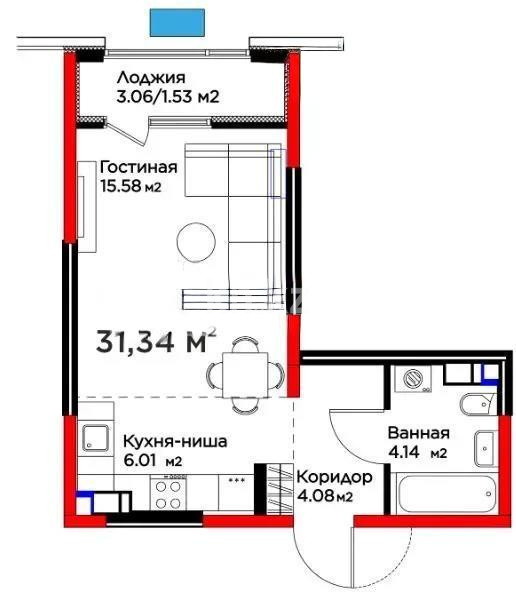 Продажа 1-комнатной квартиры, 31.34 м² в Алматы