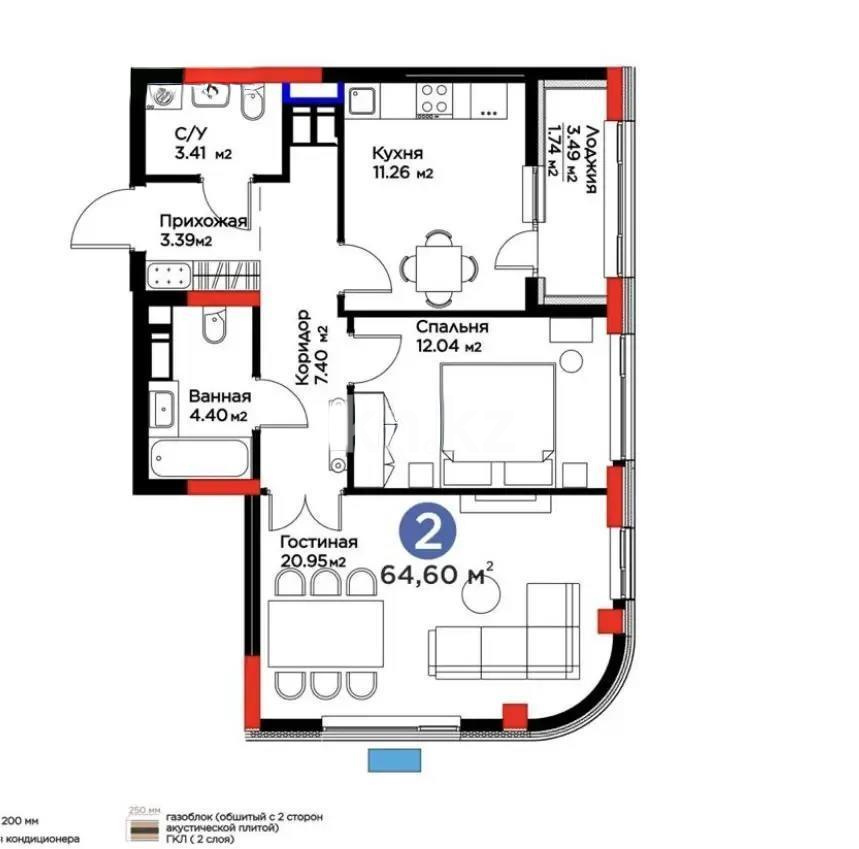 Продажа 2-комнатной квартиры, 64.6 м² - Продажа квартир в Астане в р-не Есиль - страница 49 фото 1 из 1