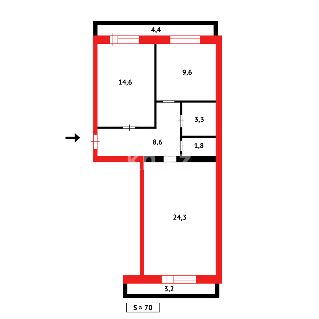 Продажа 2-комнатной квартиры, 70 м², 68 квартал в Темиртау - фото 13