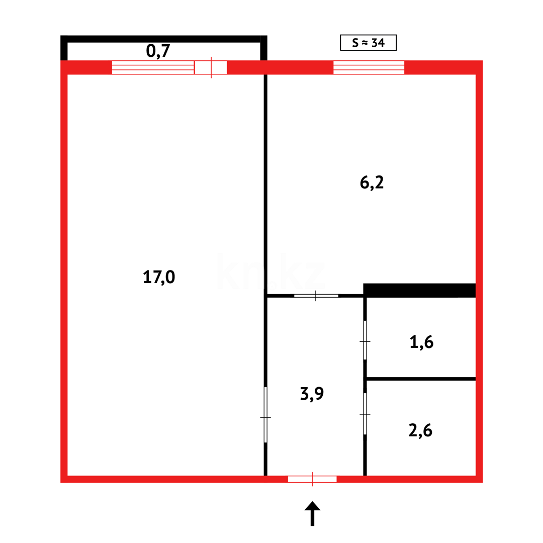 Продажа 1-комнатной квартиры, 35 м², мкр-н Степной-4 - Продажа  однокомнатных квартир в Караганде фото 12 из 12