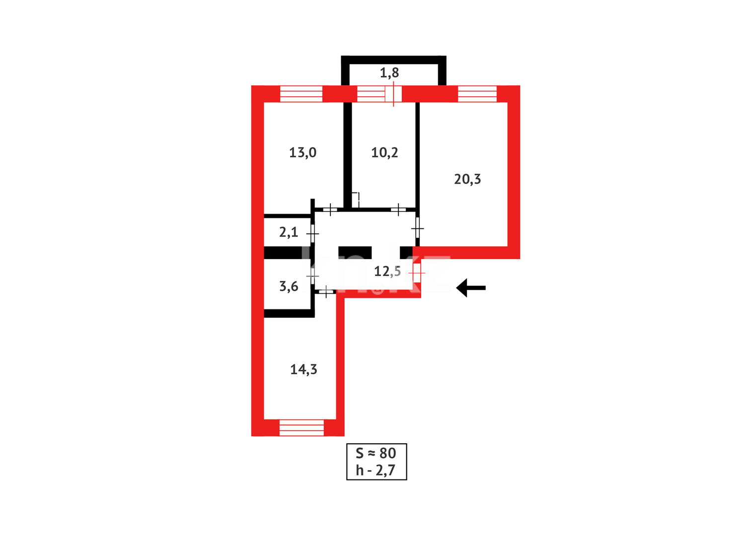 Продажа 3-комнатной квартиры, 80 м² - Продажа квартир в р-не Нура Астаны фото 14 из 14