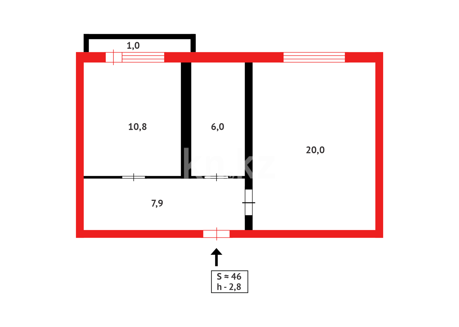 Продажа 1-комнатной квартиры, 45.7 м², ул. Брусиловского - Продажа квартир в Астане фото 6 из 6
