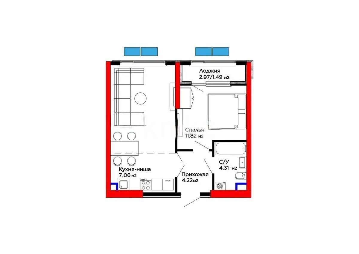 Продажа 2-комнатной квартиры, 45.52 м² в Алматы