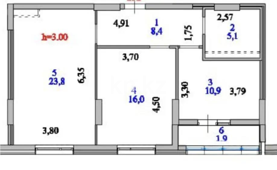 Продажа 2-комнатной квартиры, 66.1 м² в Астане