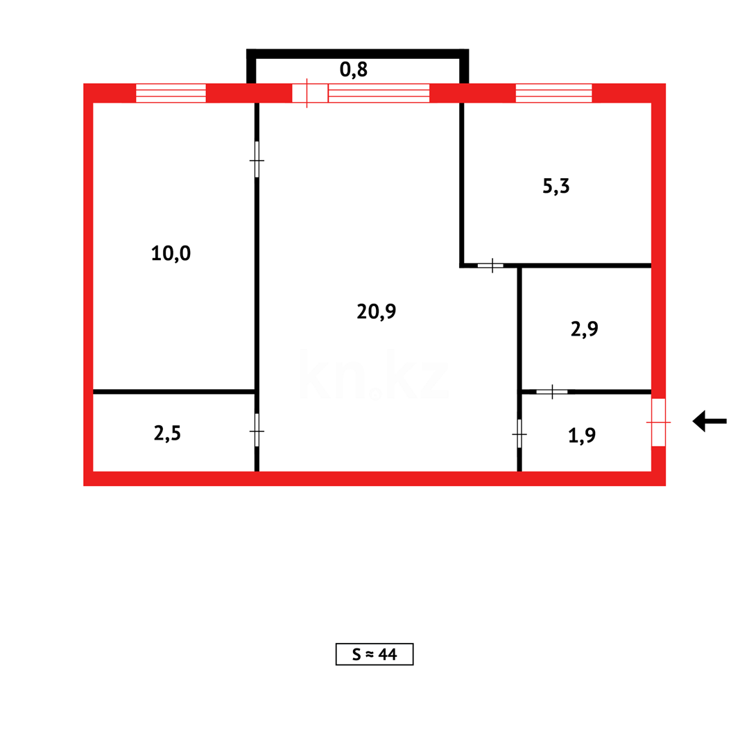 Продажа 2-комнатной квартиры, 44 м², ул. Уалиханова в Темиртау - фото 7