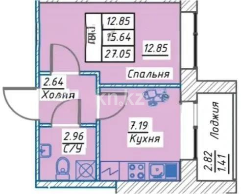 Продажа 1-комнатной квартиры, 23 м², ул. Тынышбайулы, дом  6 стр в Астане
