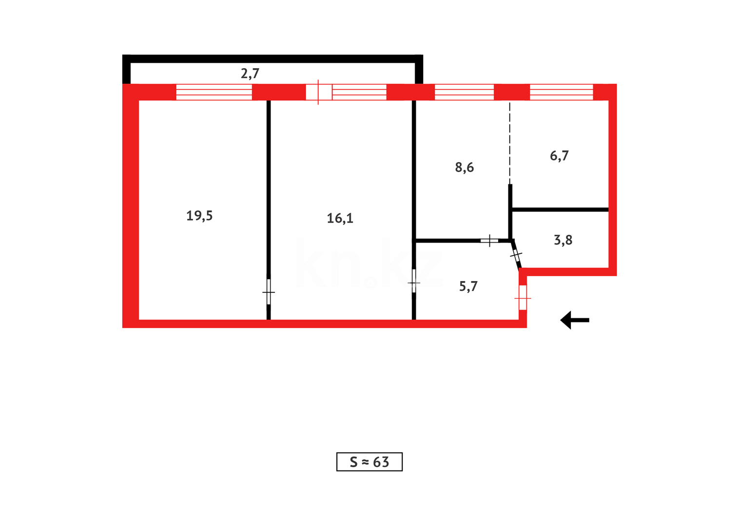 Продажа 3-комнатной квартиры, 63 м², 23 мкр. - Продажа квартир в Казахстане фото 14 из 14