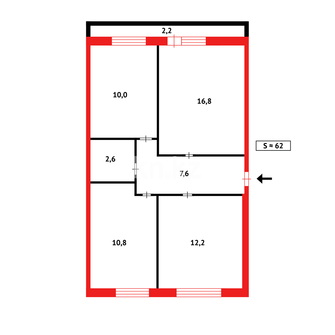Продажа 3-комнатной квартиры, 62 м², 19-й мкр. - Продажа квартир в Караганде фото 17 из 17