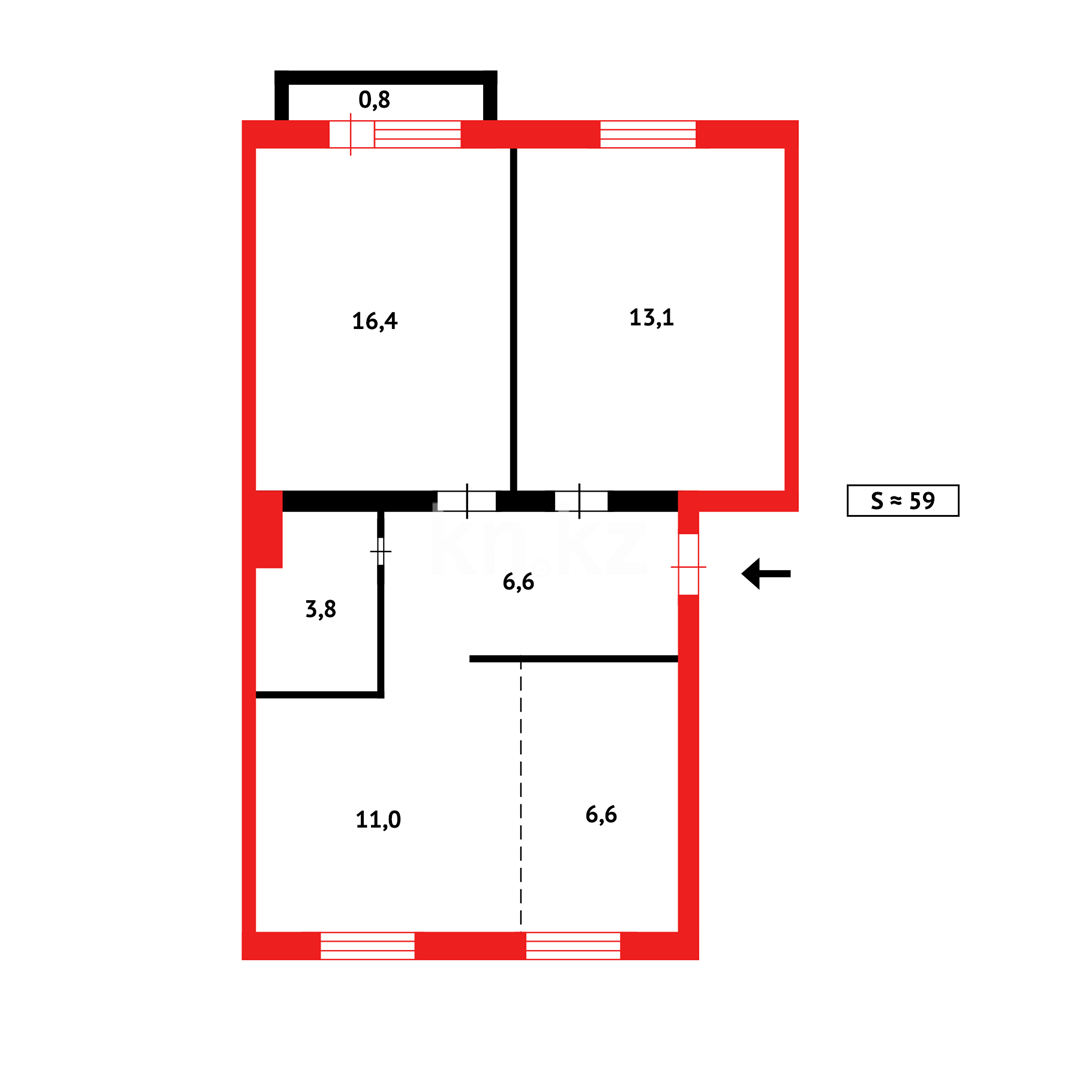 Продажа 3-комнатной квартиры, 58 м², 68 квартал - Продажа квартир в Темиртау фото 10 из 10