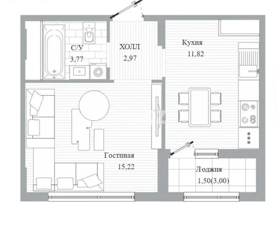 Продажа 1-комнатной квартиры, 36 м², пр. Туран, дом  39 - Продажа квартир в Казахстане фото 1 из 1