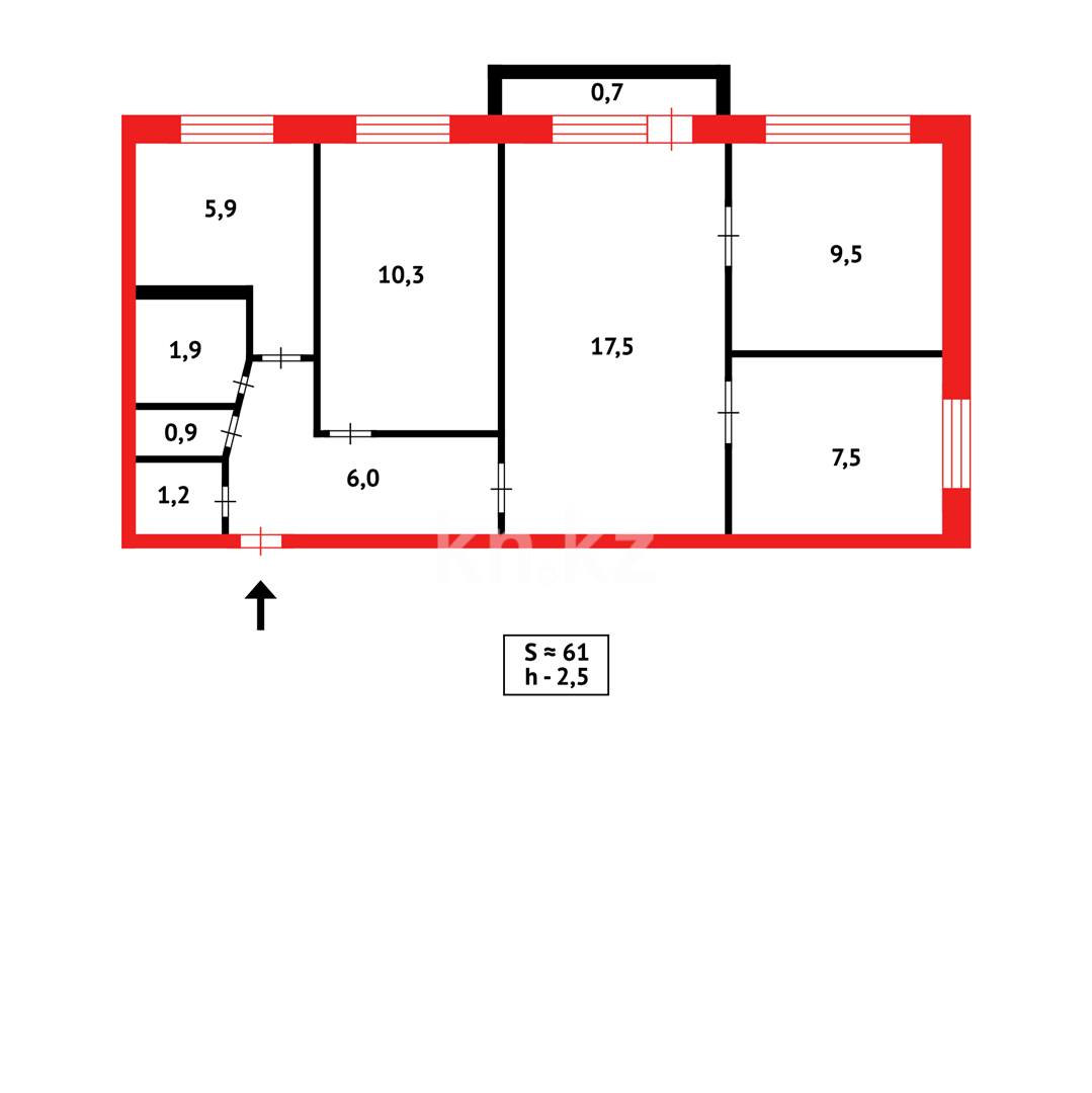 Продажа 4-комнатной квартиры, 61 м², мкр-н 16 в Караганде - фото 15