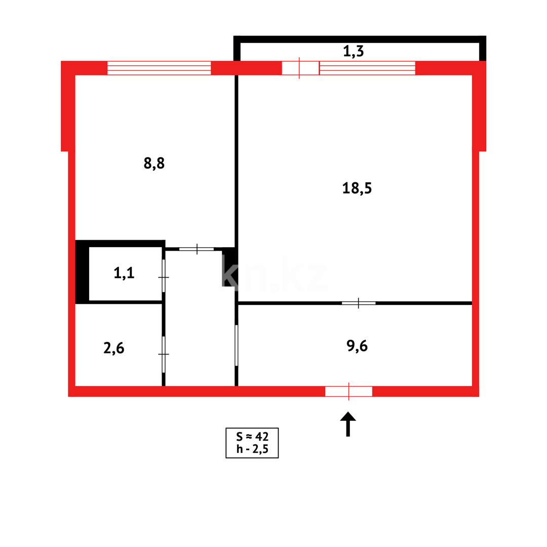 Продажа 1-комнатной квартиры, 41 м², мкр-н Степной-4 - Продажа квартир в Караганде фото 14 из 14