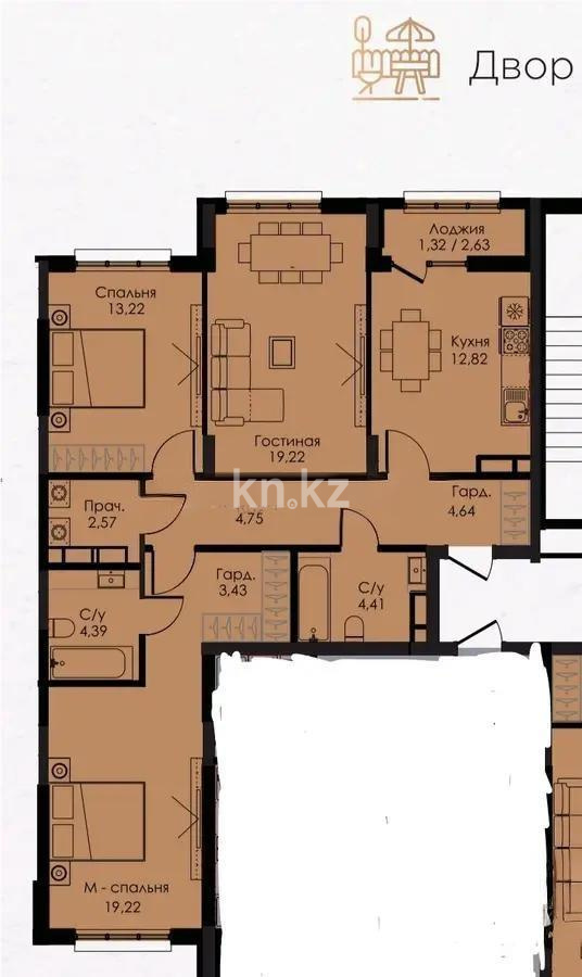 Продажа 3-комнатной квартиры, 92 м², ул. Сыганак, дом  22/1 в Астане