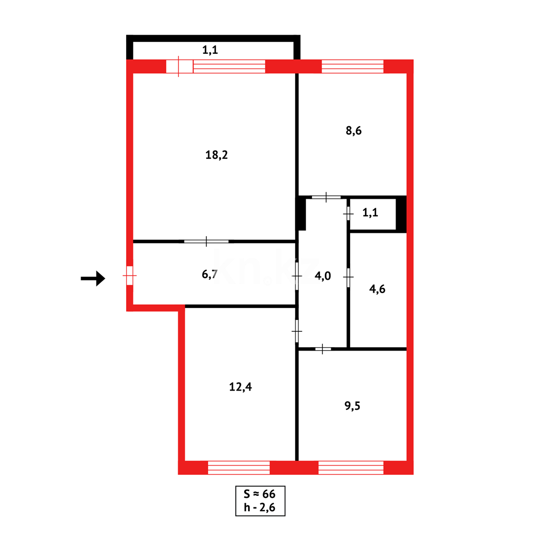 Продажа 3-комнатной квартиры, 66 м² в Караганде - фото 14