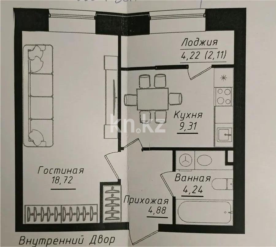 Продажа 1-комнатной квартиры, 40 м² в Астане