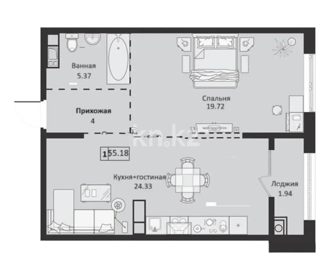 Продажа 2-комнатной квартиры, 56 м², ул. Халиуллина, дом  140/9 - Продажа квартир в новостройках Алматы фото 1 из 1