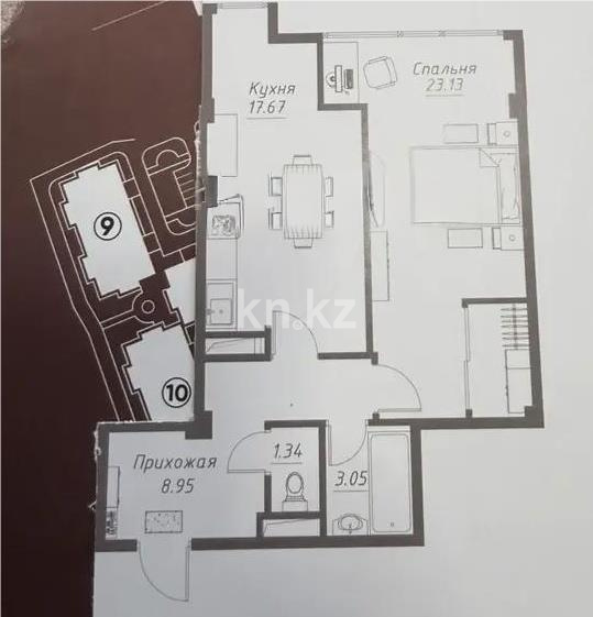 Продажа 2-комнатной квартиры, 56.7 м² - Недвижимость в Алматы фото 1 из 1