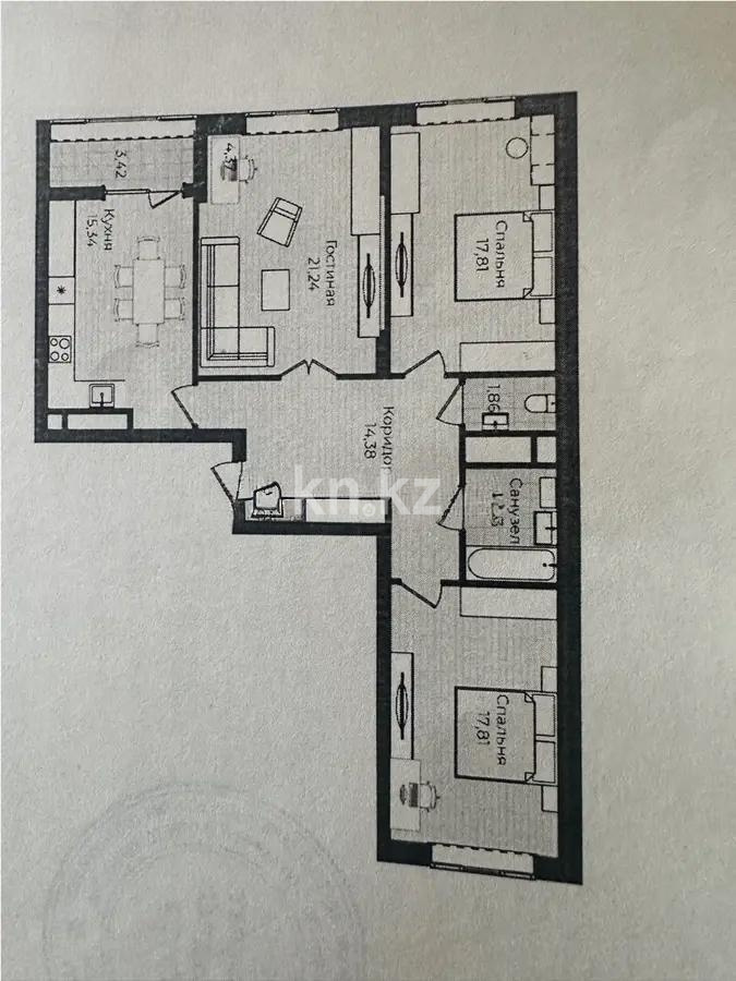 Продажа 3-комнатной квартиры, 93.5 м², пр. Туран, дом  83/1 стр - Продажа  трехкомнатных квартир в новостройках Астаны с фото фото 1 из 1