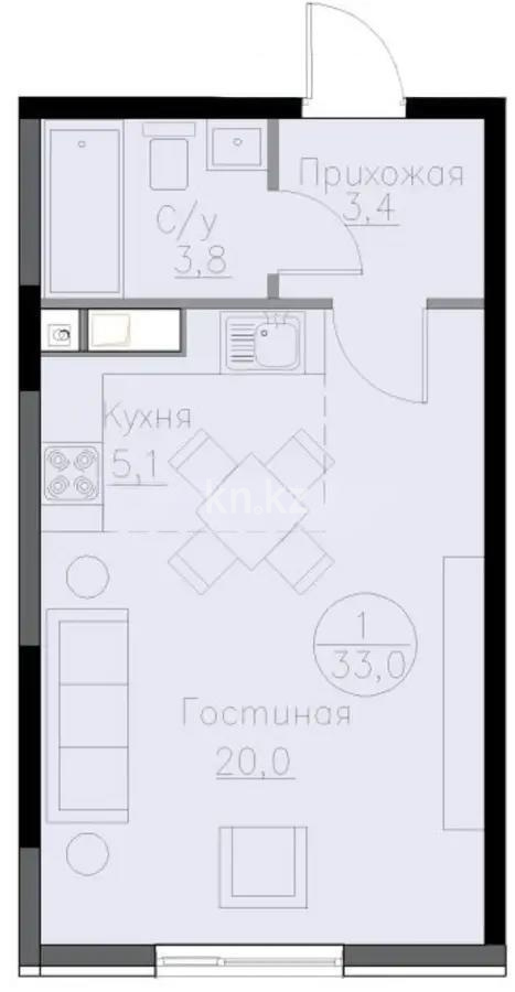 Продажа 1-комнатной квартиры, 32 м² - Продажа квартир в новостройках Алматы - страница 3 фото 1 из 1